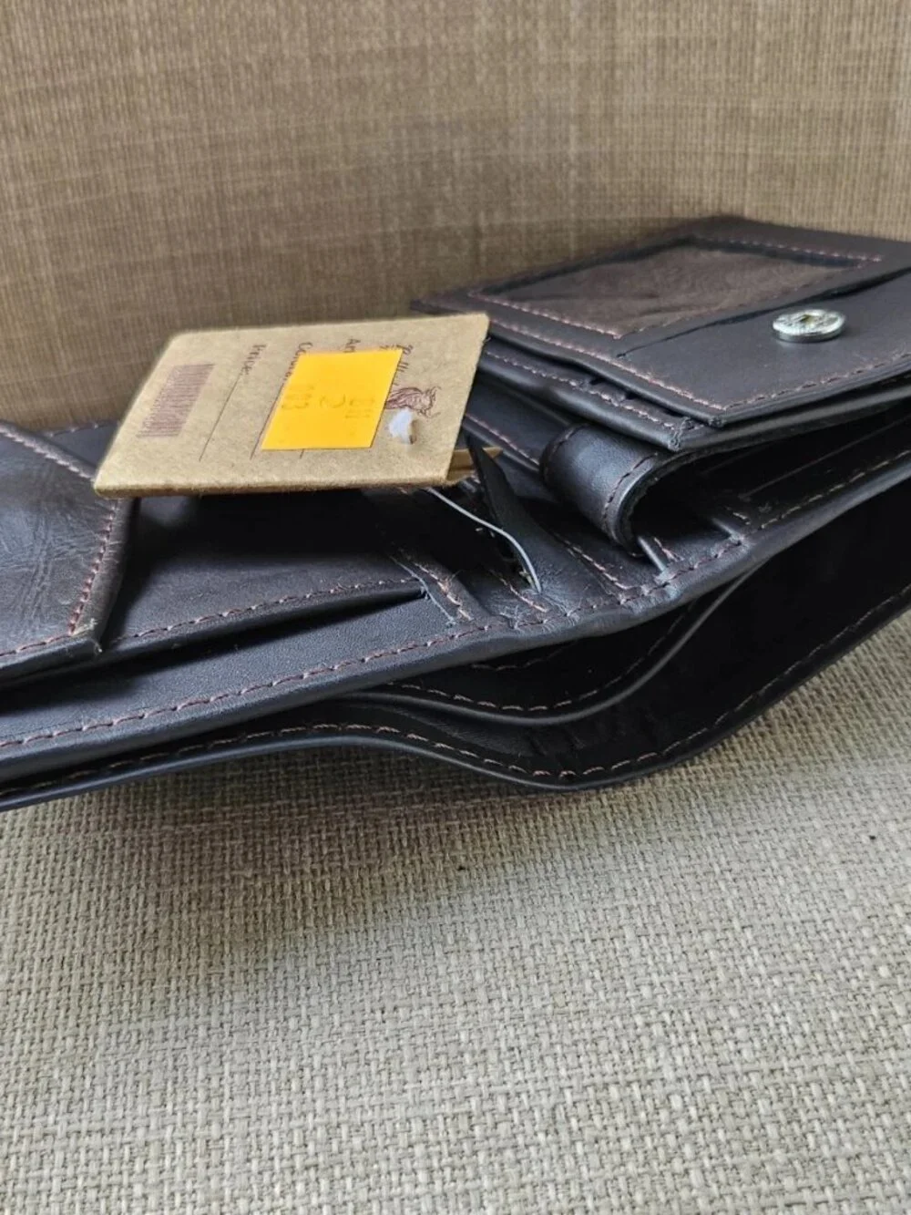 Brown Leather Cardholder Billfold Handmade WALLET Purse Multiple Compartments